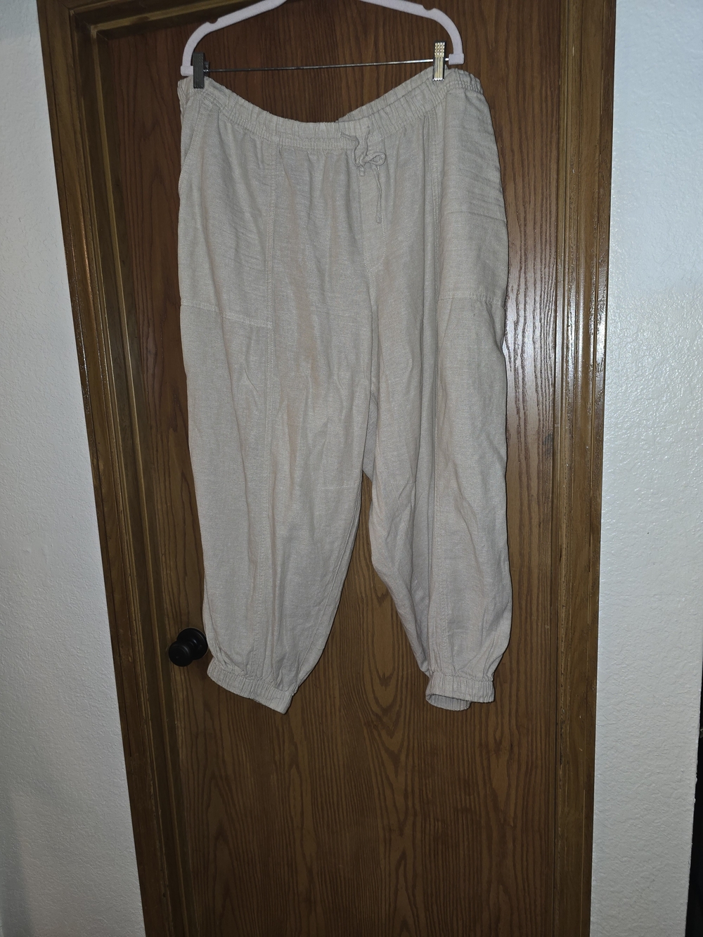 Relaxed Drawstring Linen-Blend Jogger Pants